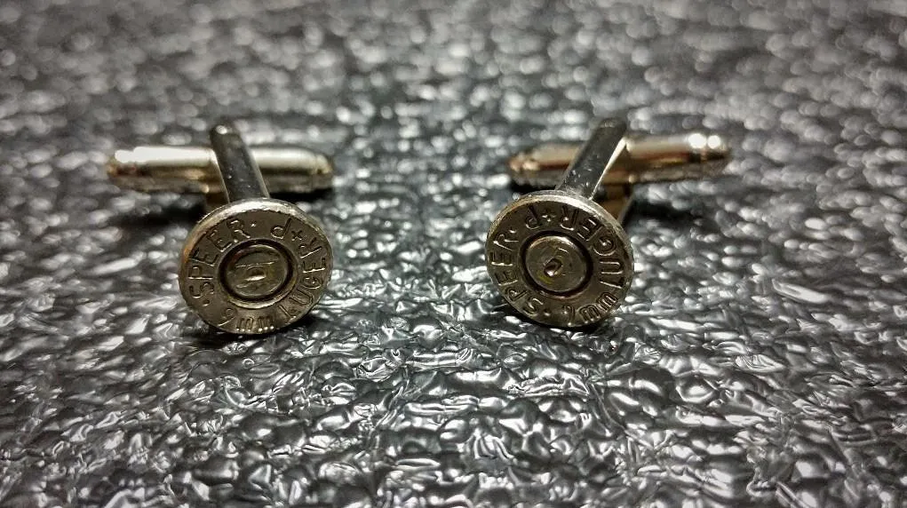 9mm Nickel Brass Bullet Cufflinks