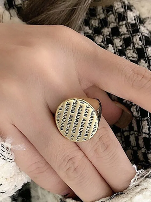 Adjustable Letter Geometric Rings Accessories