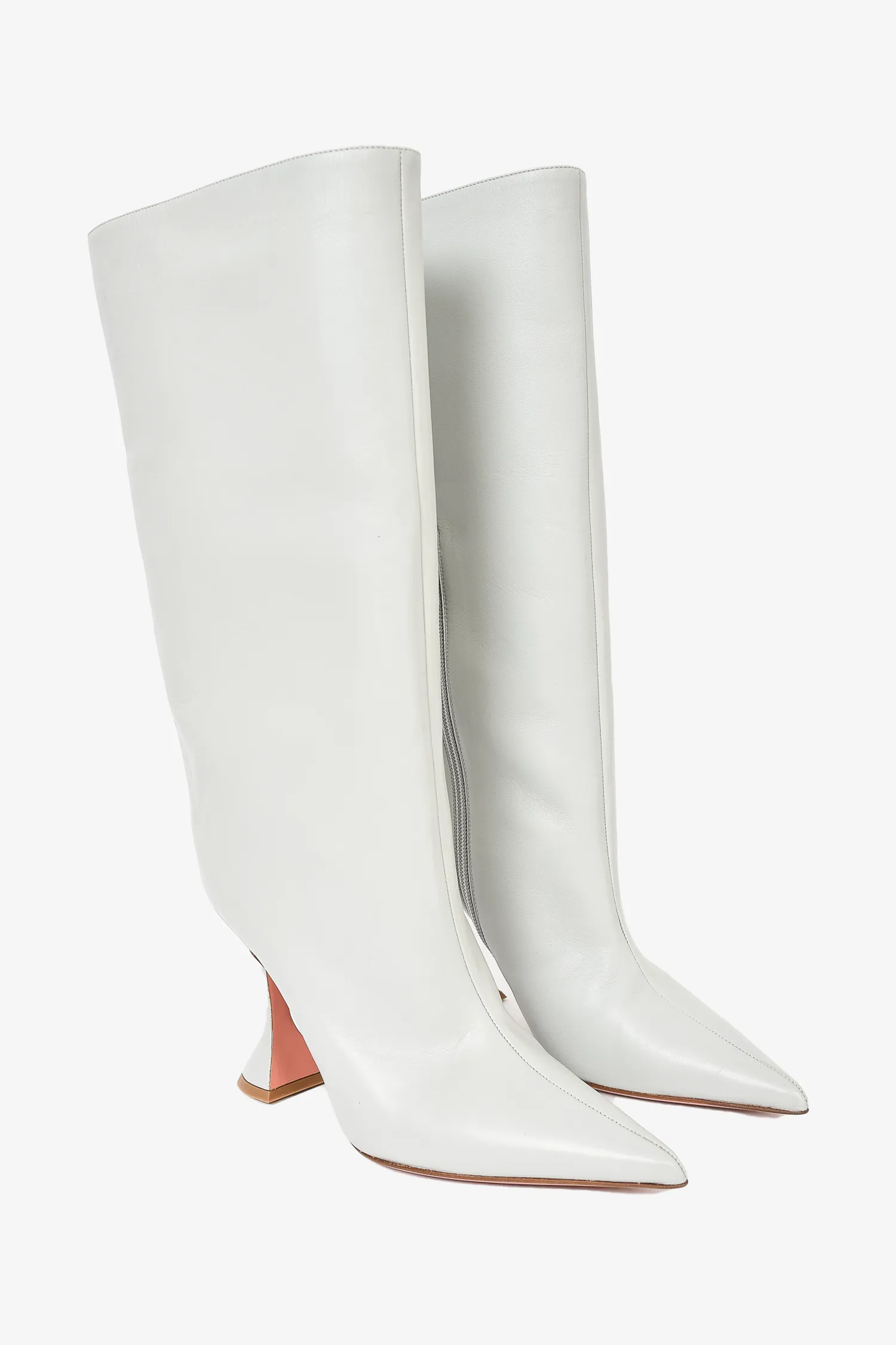 AMINA MUADDI Light Blue/Grey Leather 'Fiona' Heeled Boots sz 39