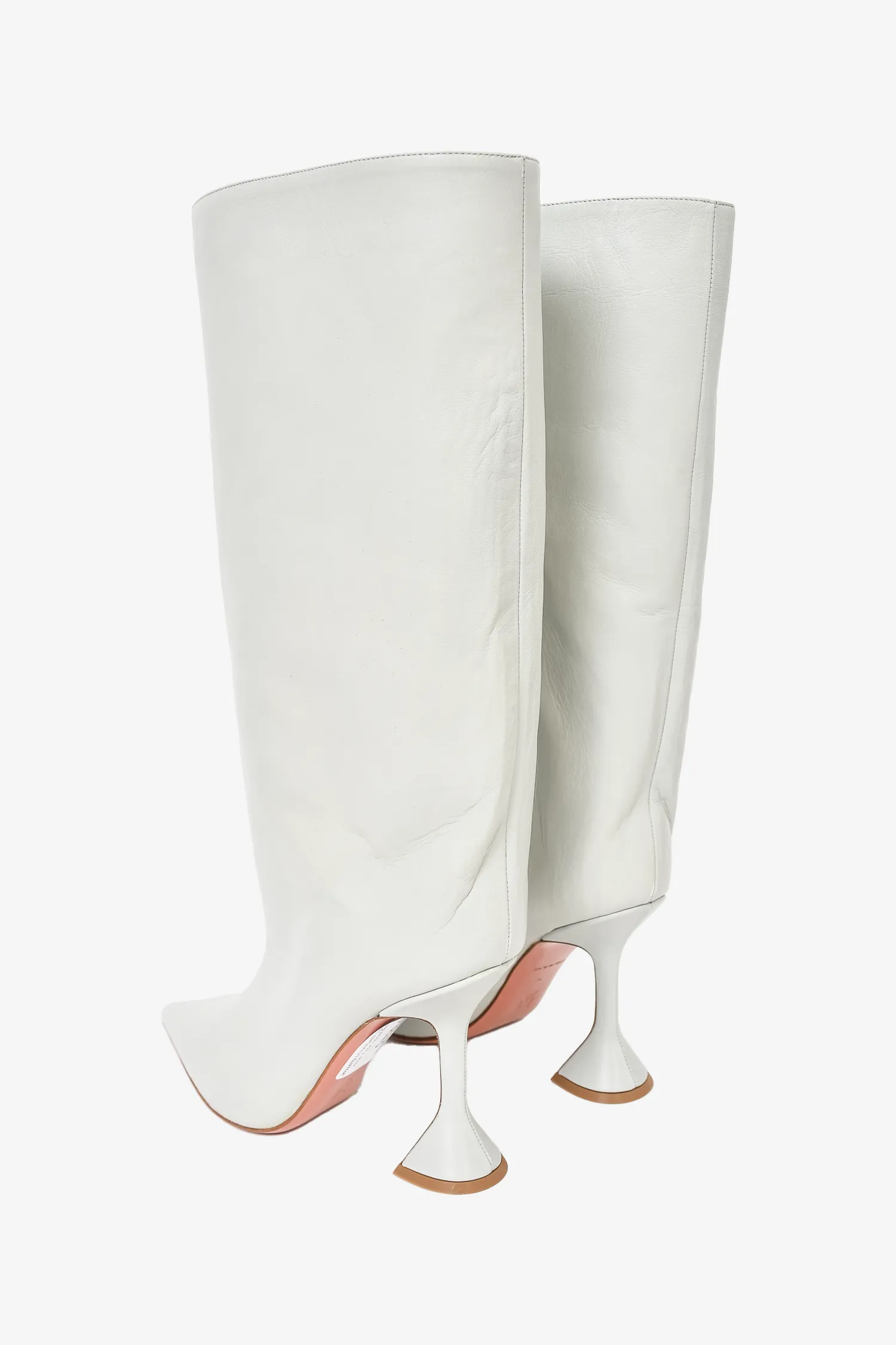 AMINA MUADDI Light Blue/Grey Leather 'Fiona' Heeled Boots sz 39