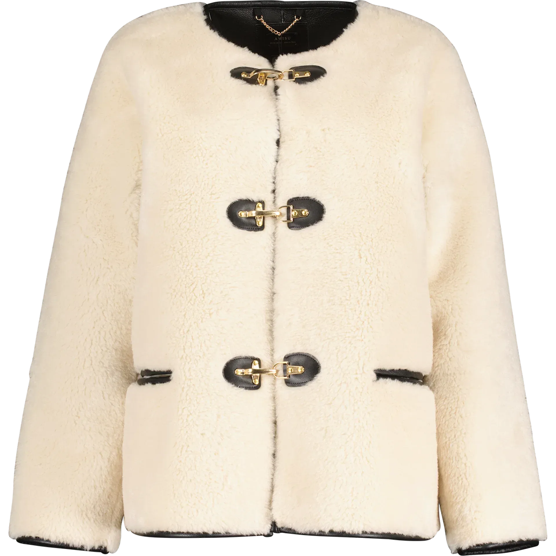 Back To School Joskaa Casual Round Neck Long Sleeved Women's Plush Jacket Chic Leather Metal Buckle Warm Coat 2024 Fall Winter Lady Street Outerwear