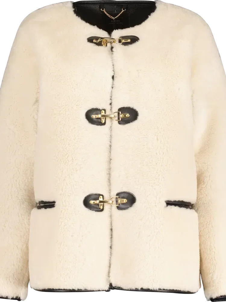 Back To School Joskaa Casual Round Neck Long Sleeved Women's Plush Jacket Chic Leather Metal Buckle Warm Coat 2024 Fall Winter Lady Street Outerwear