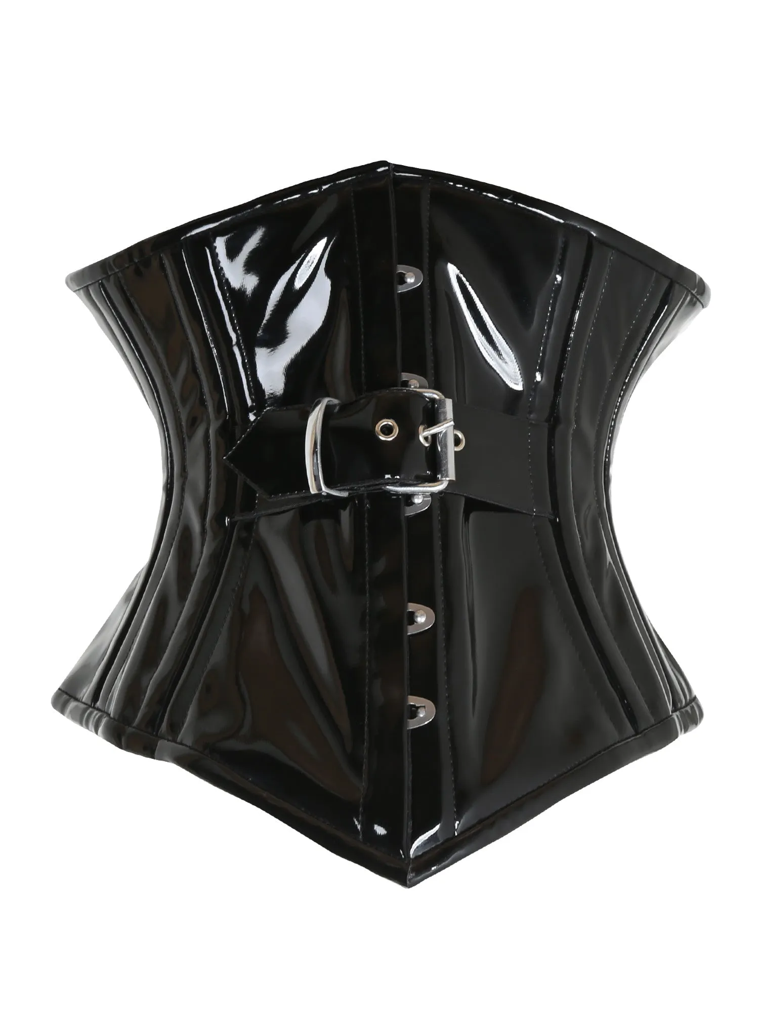 Black PVC Underbust Buckle Corset