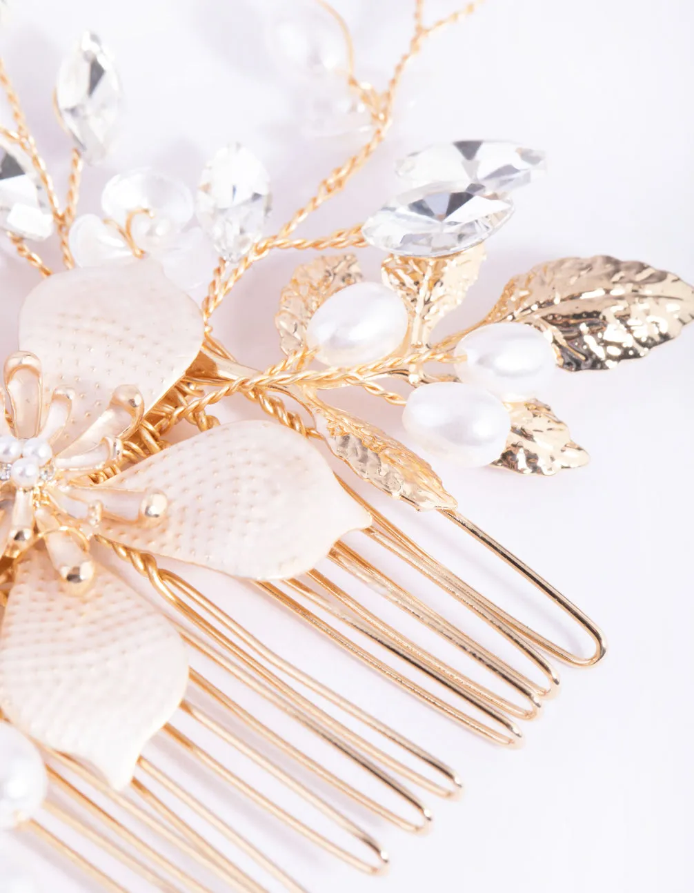 Blush Etched Flower Comb