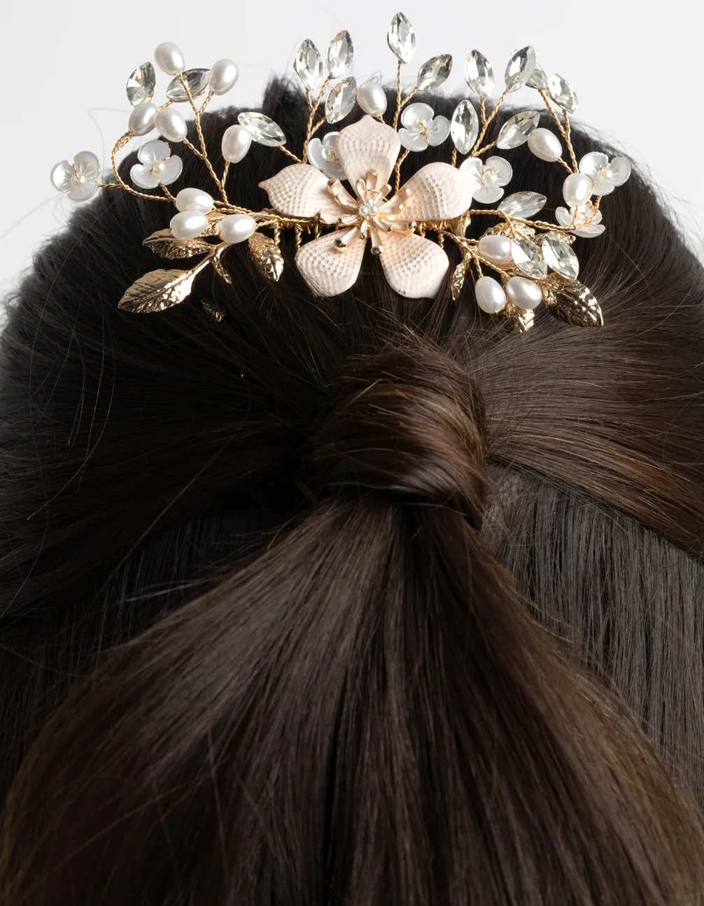 Blush Etched Flower Comb