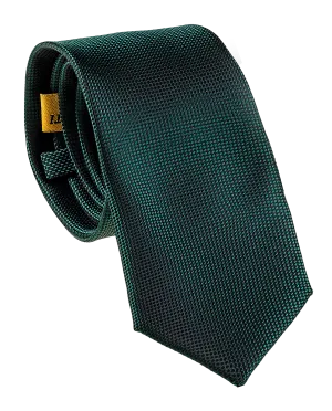 Bottle Green Self Pattern Tie, Bow Tie, Handkerchief