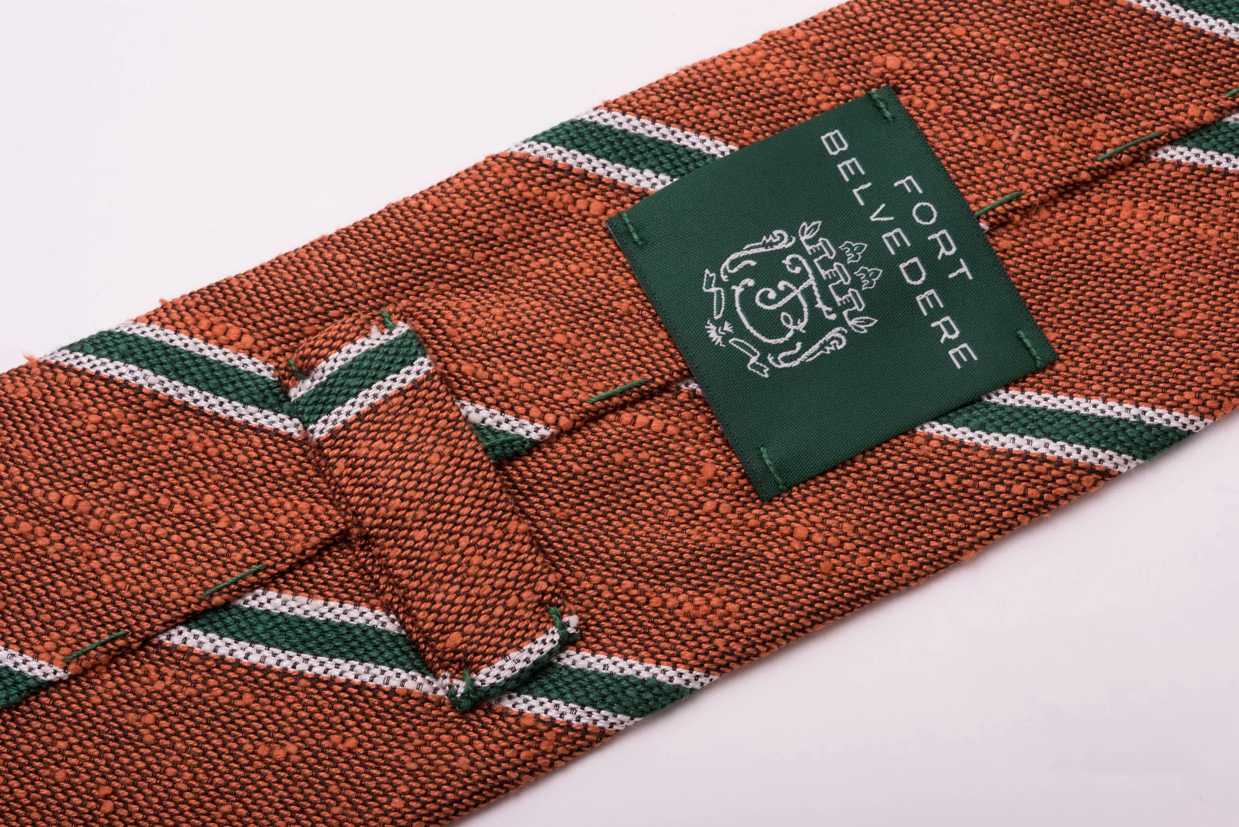 Bronze & Green Striped Shantung Silk Tie