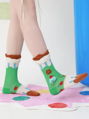 Cartoon Bear&Elephant Contrast Color Socks Accessories