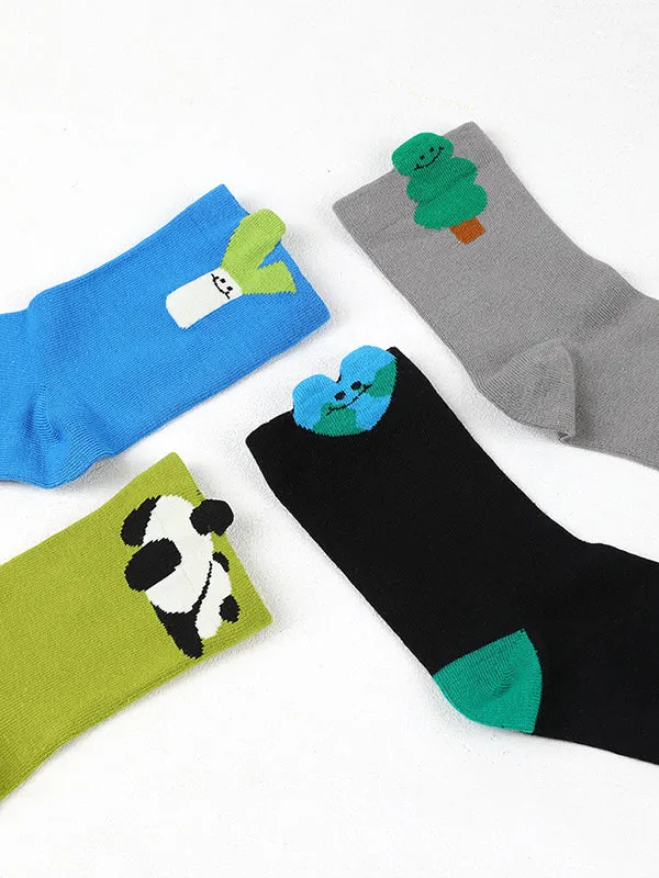 Cartoon Contrast Color Socks Accessories