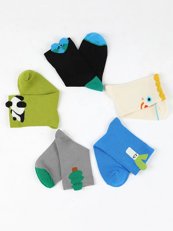 Cartoon Contrast Color Socks Accessories