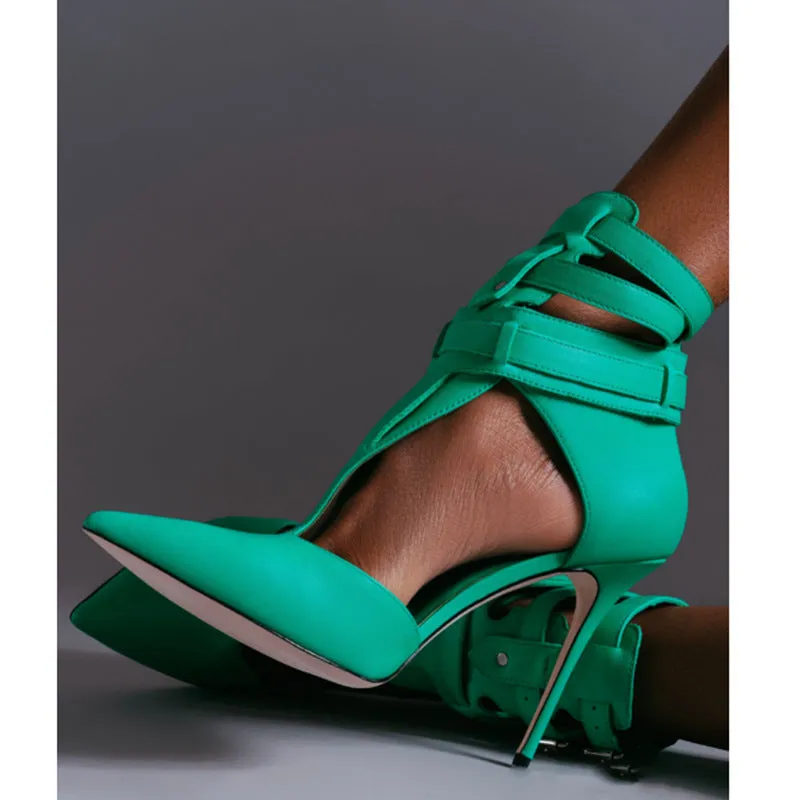 catwalk T-strap high heels sandals