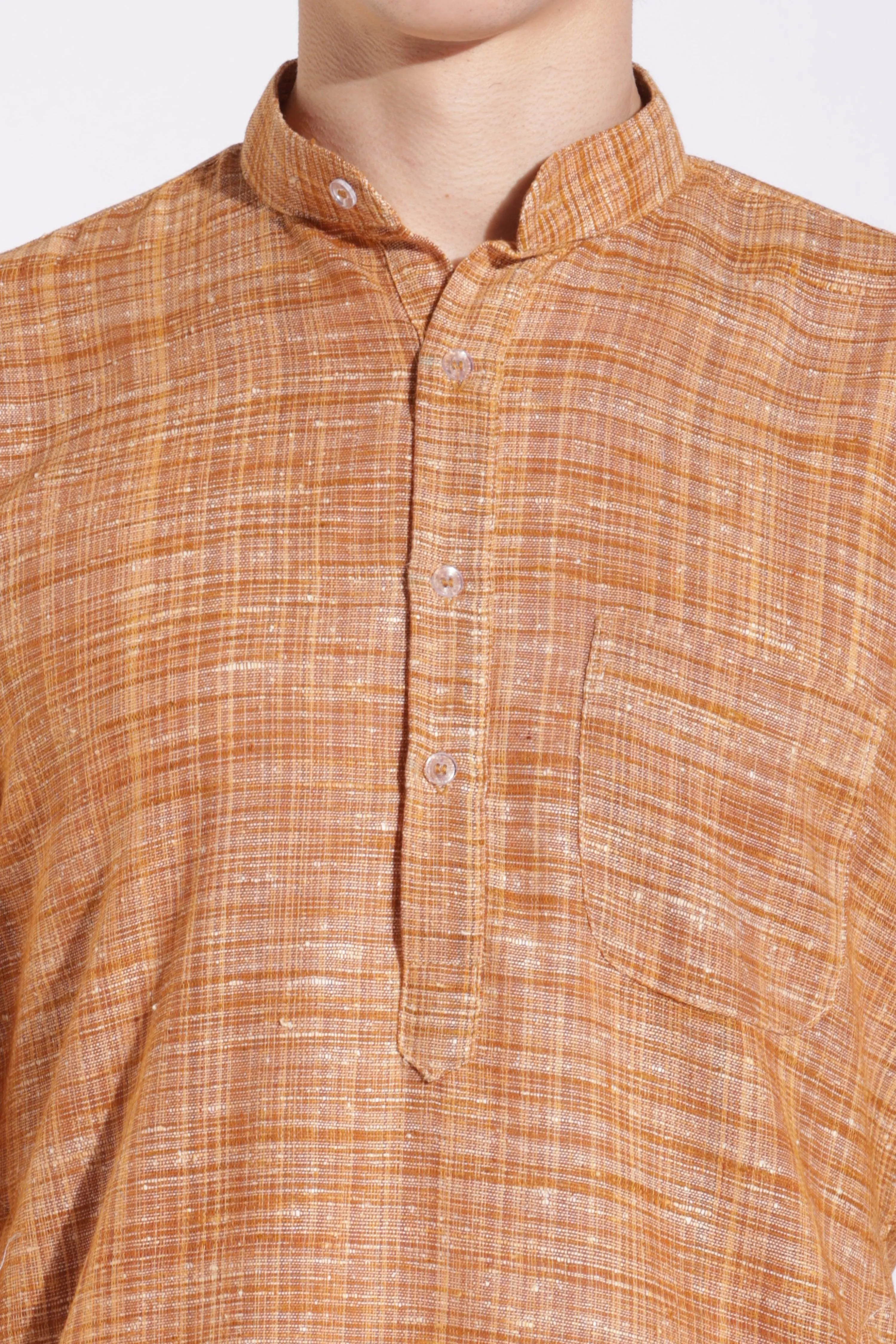 Elegant Brown Khadi Cotton Long Kurta