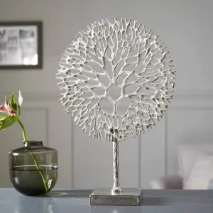 Extra Large Silver Metal Tree Of Life Sculpture - 52cm