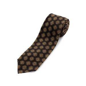 F. Marino 4 Fold Espresso Brown Wool and Silk Challis Tie