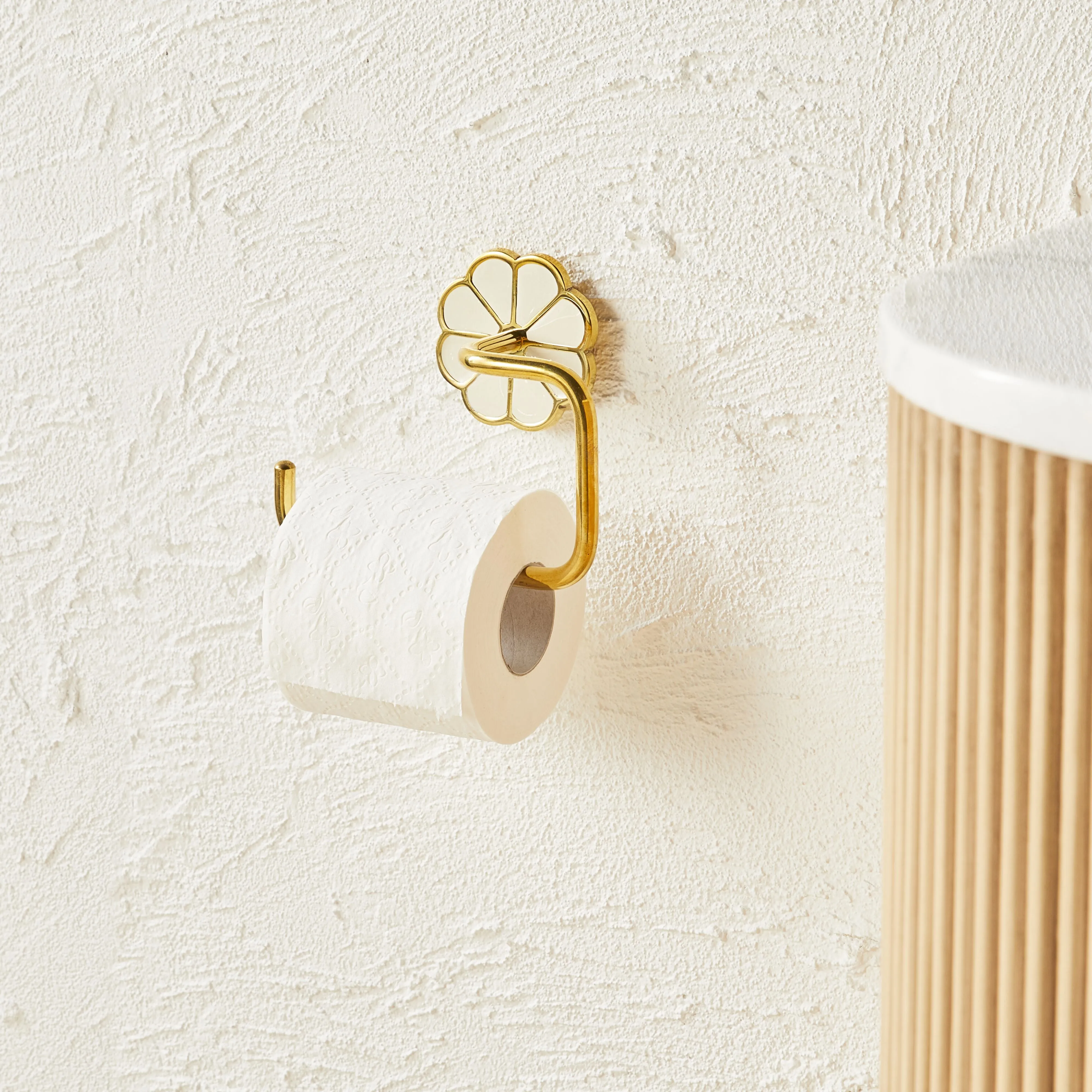 Flora Toilet Roll Holder Polished Brass