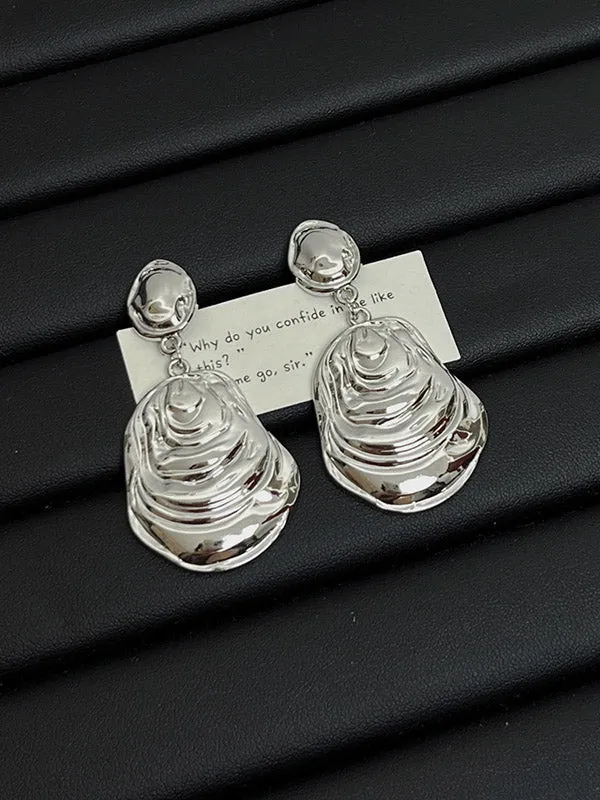 Geometric Pleated Solid Color Earrings Accessories Drop Earrings