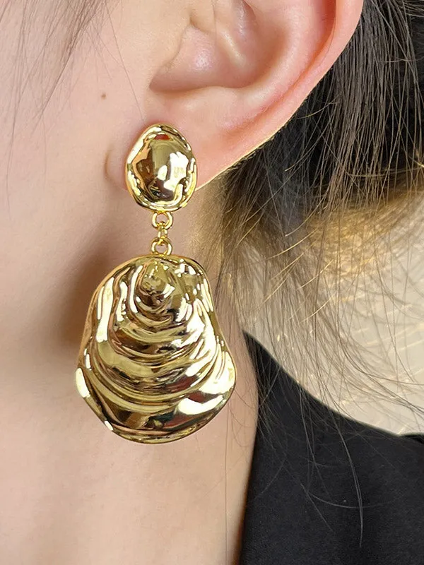 Geometric Pleated Solid Color Earrings Accessories Drop Earrings