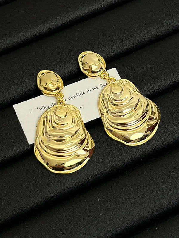 Geometric Pleated Solid Color Earrings Accessories Drop Earrings