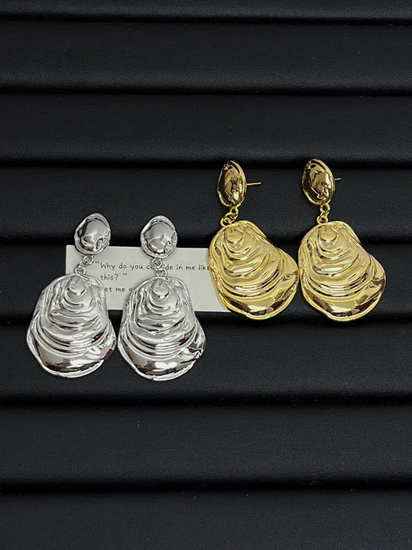 Geometric Pleated Solid Color Earrings Accessories Drop Earrings