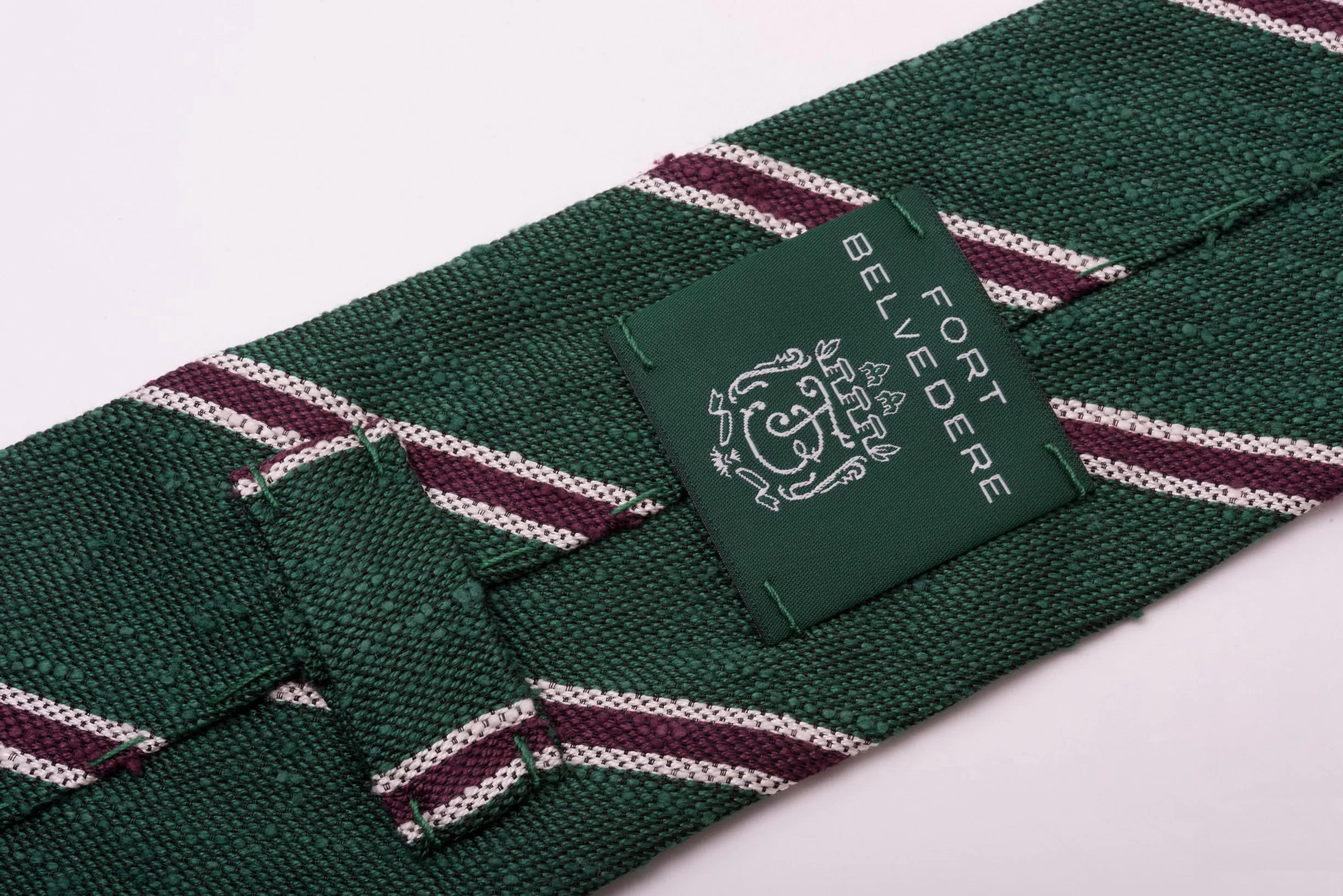 Green & Purple Striped Shantung Silk Tie