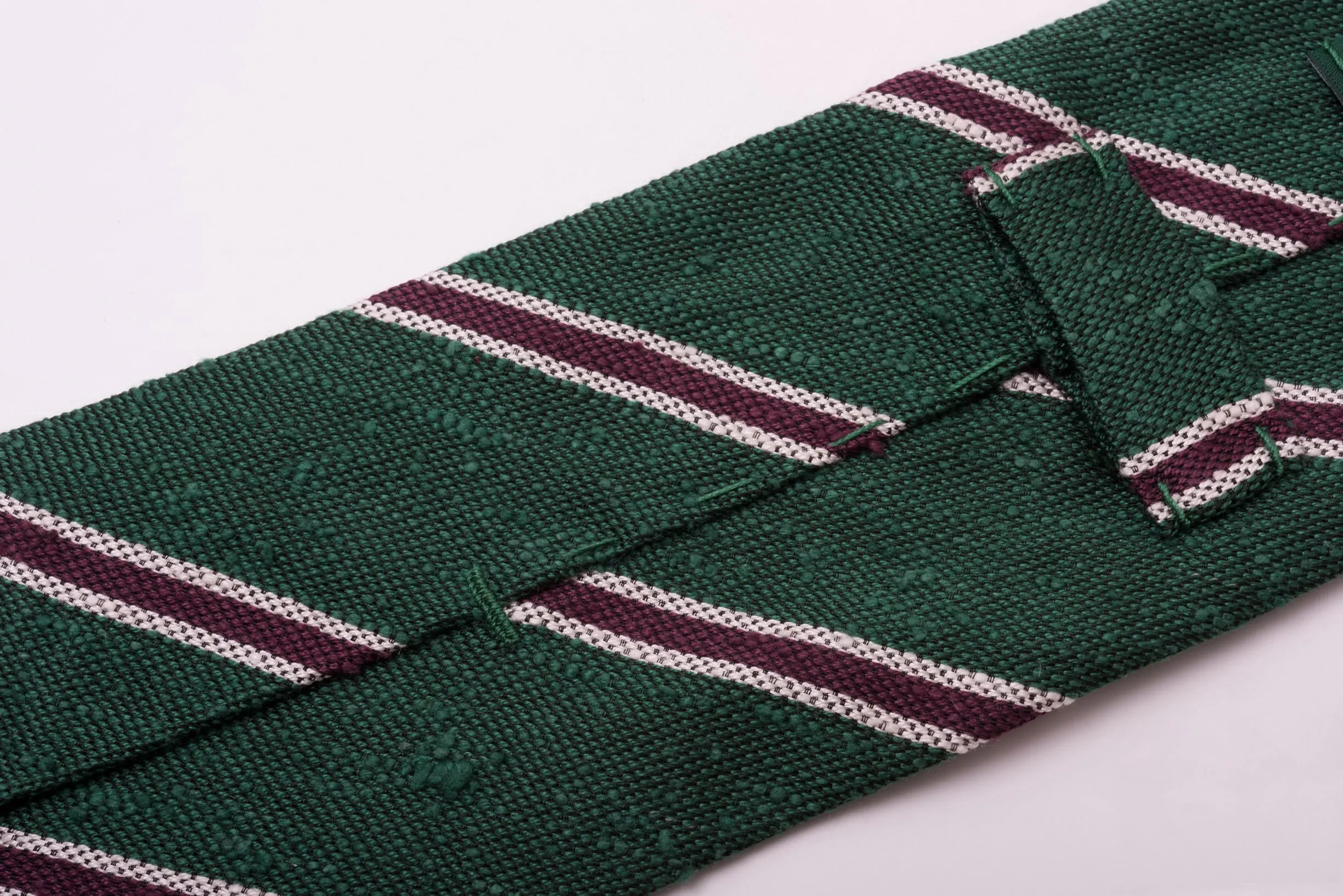 Green & Purple Striped Shantung Silk Tie
