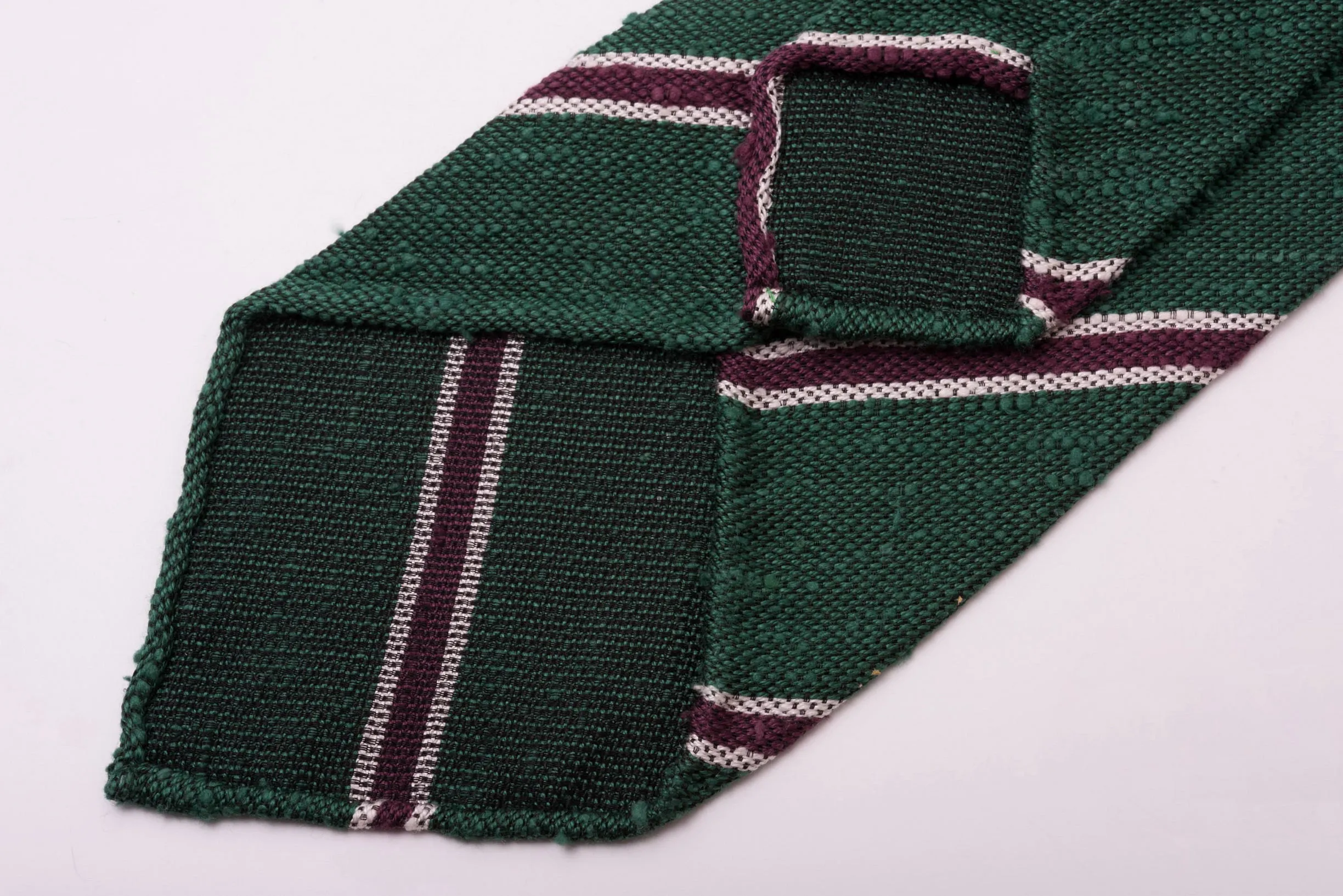 Green & Purple Striped Shantung Silk Tie