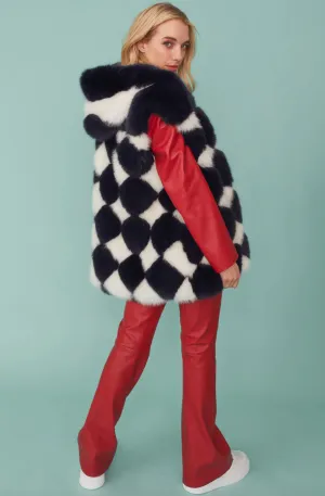 Hooded Faux Fur Diamond Gillet