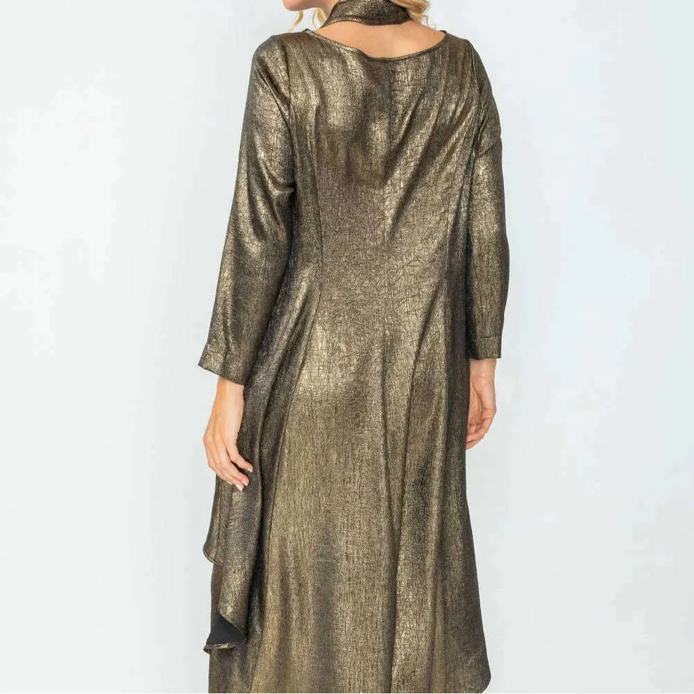IC COLLECTION - Hi/Low Boatneck Top - Black/Gold