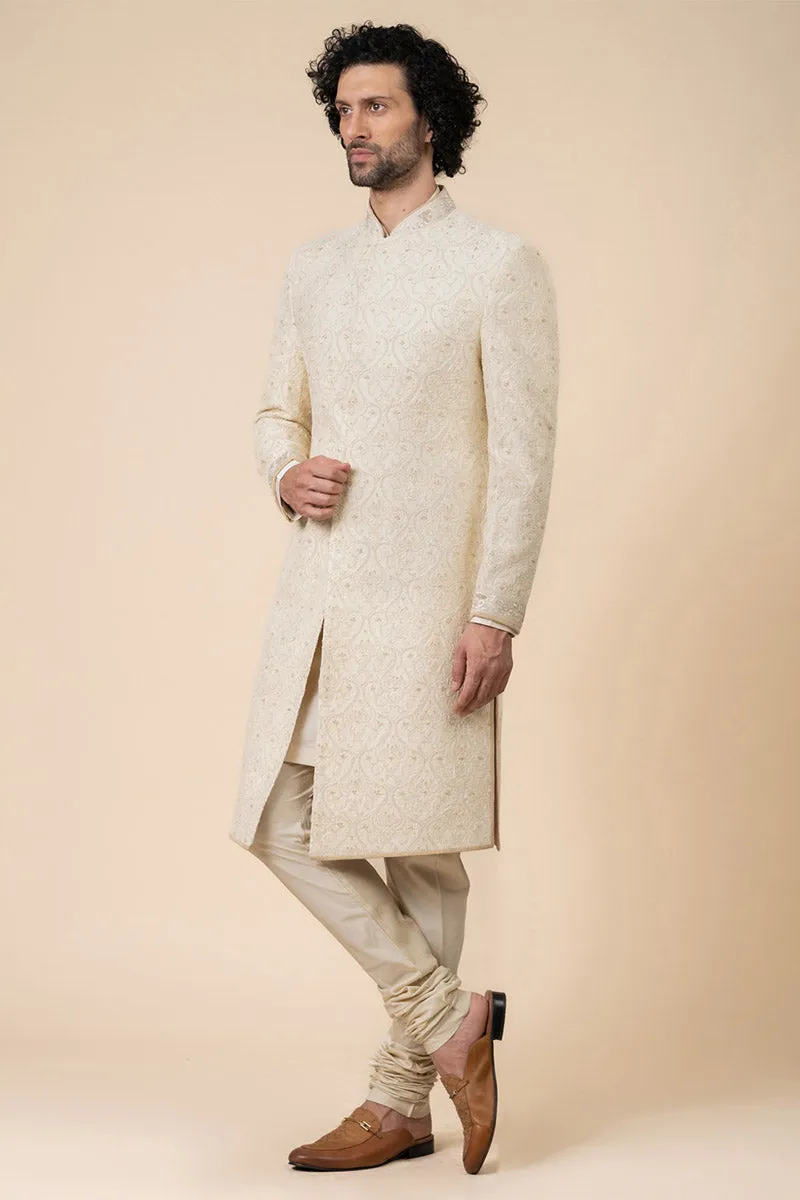 Ivory Classic Schiffli Sherwani