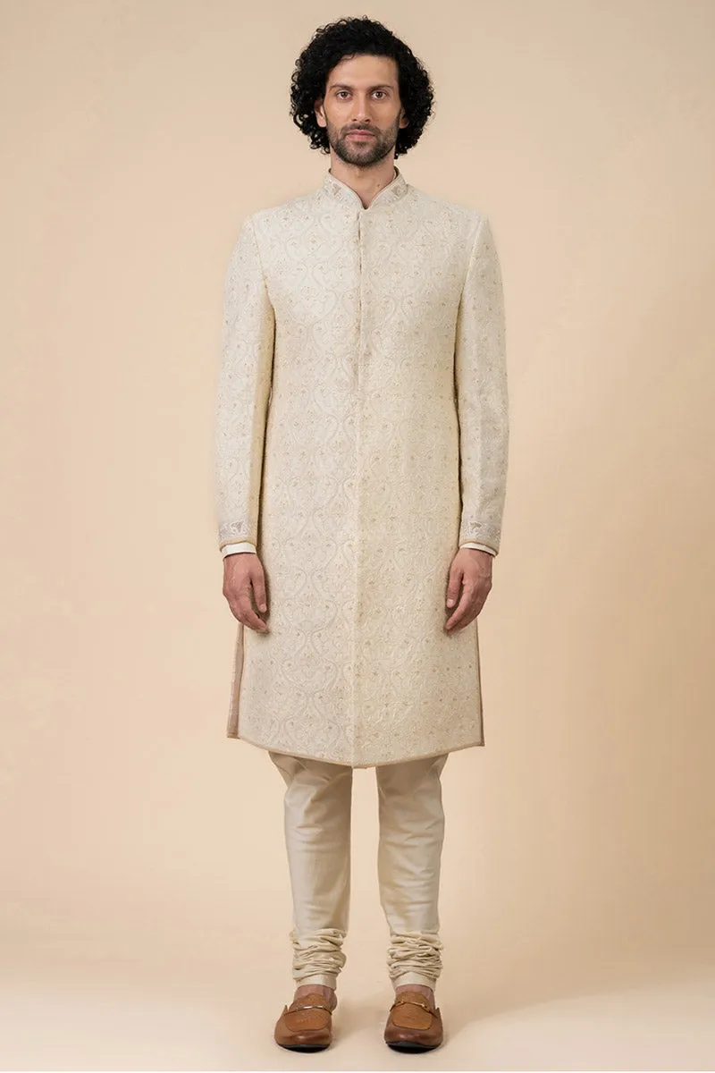 Ivory Classic Schiffli Sherwani