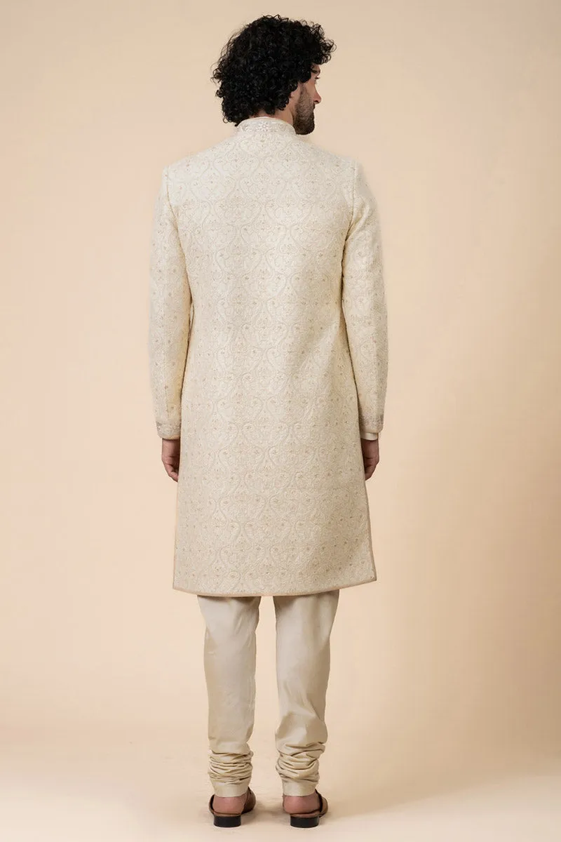 Ivory Classic Schiffli Sherwani