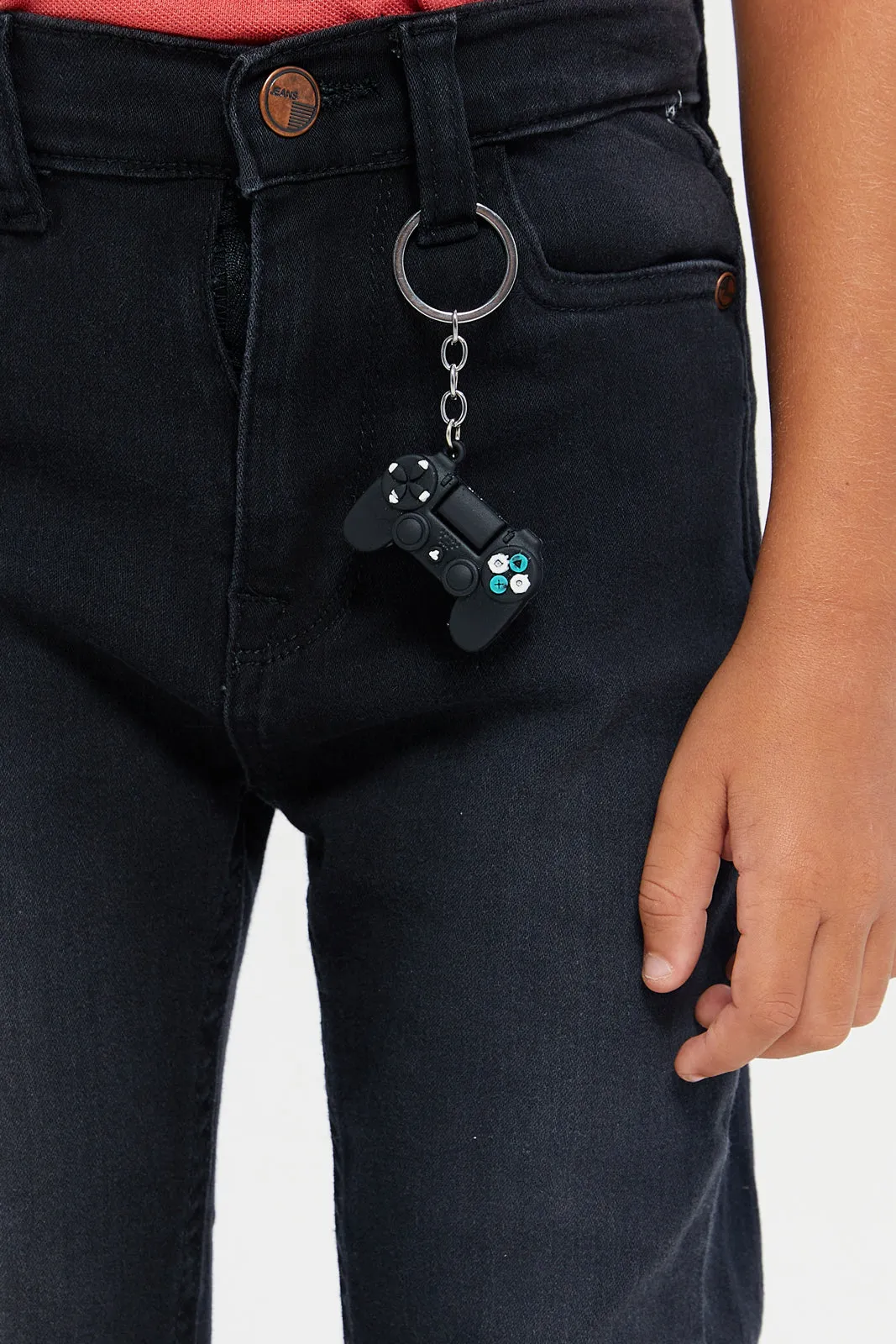 Junior Boys Black Jeans With Accessories
