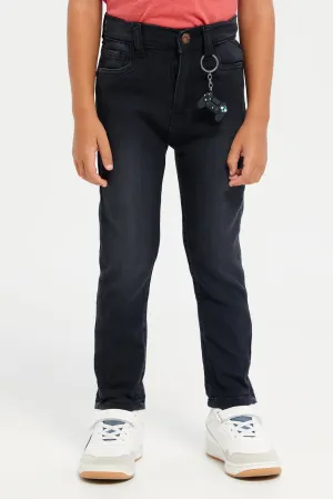 Junior Boys Black Jeans With Accessories