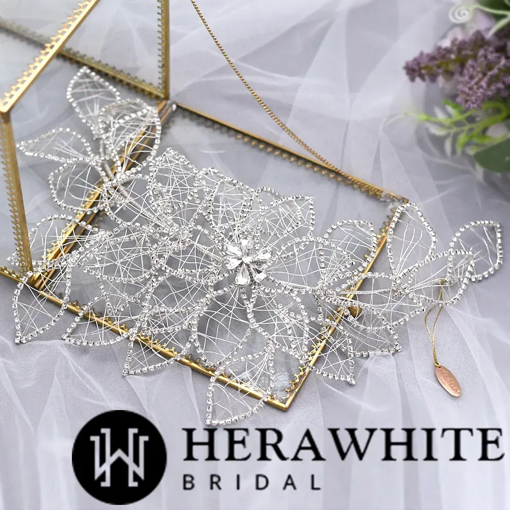 Large Leaf Crystals Bridal Headpiece
