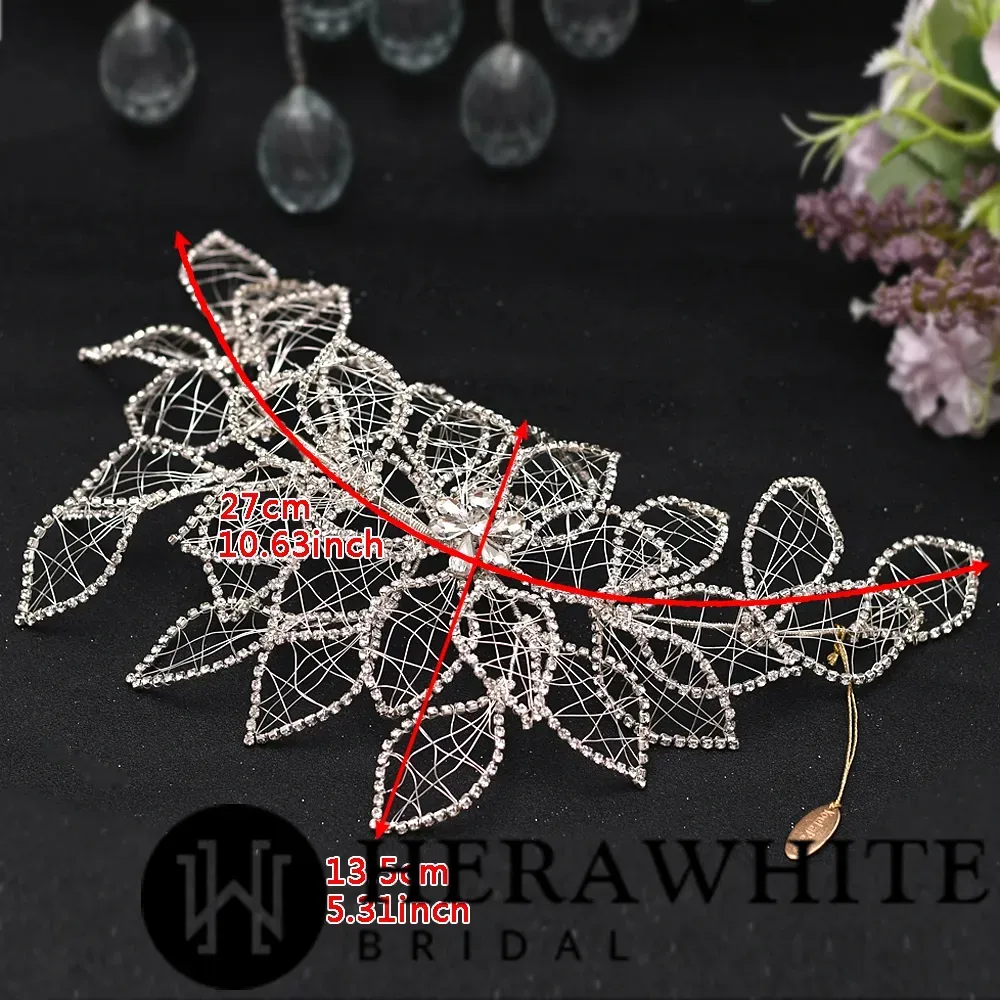 Large Leaf Crystals Bridal Headpiece