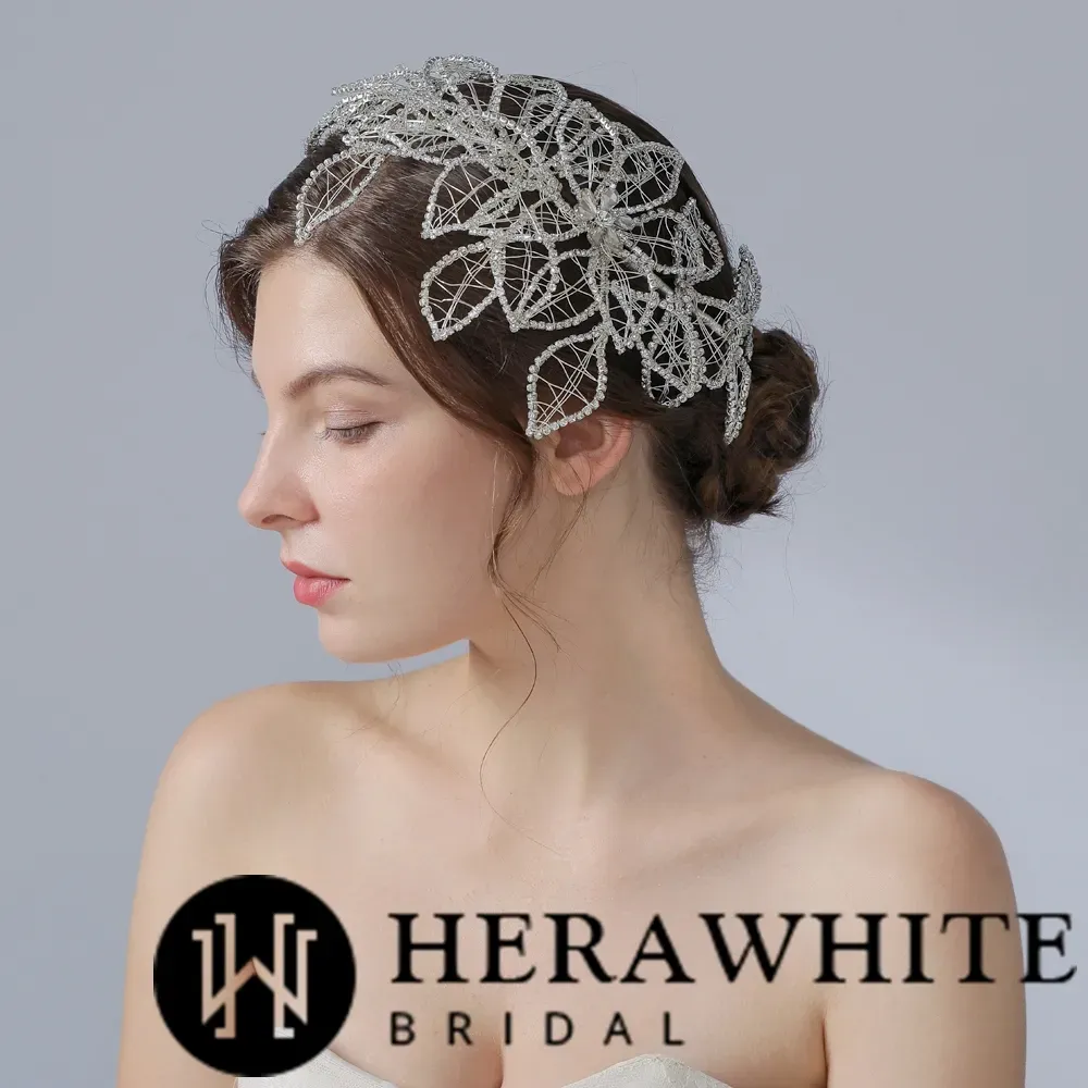 Large Leaf Crystals Bridal Headpiece