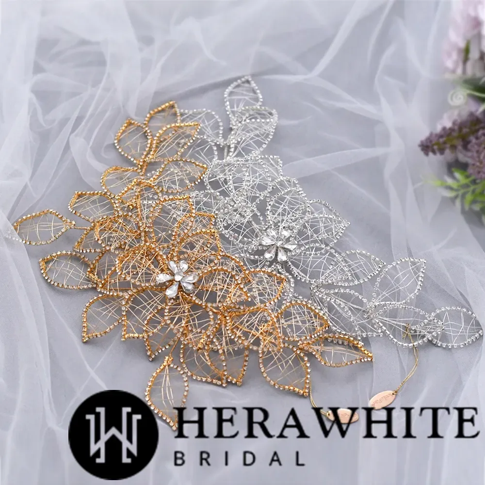Large Leaf Crystals Bridal Headpiece