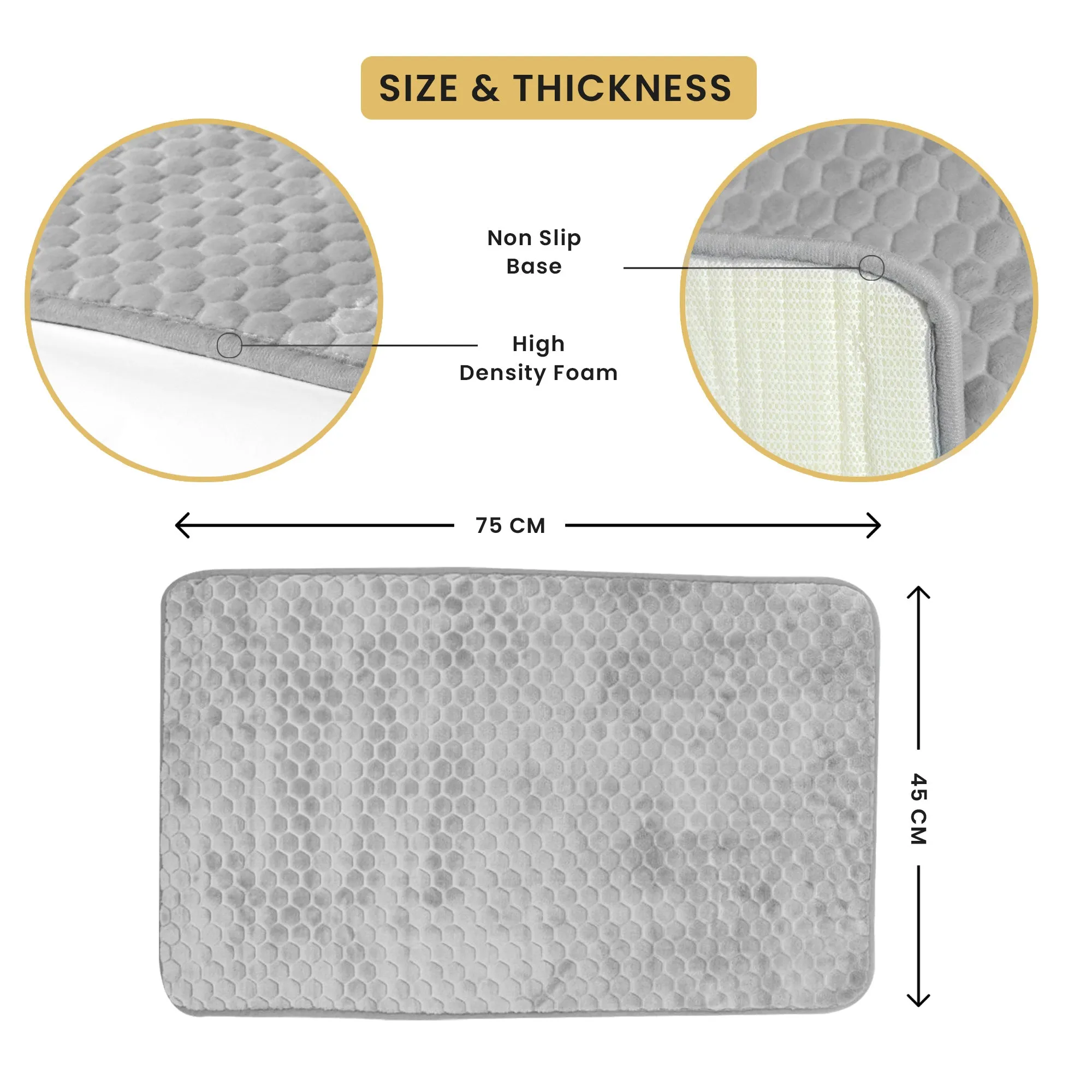 Luxury Memory Foam Cobblestone Bathmat - Grey | Cotton Home