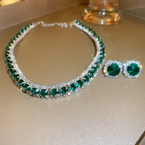 Luxury Necklace Earrings Sets Crystal Weddings Bridal Jewelry Accessories