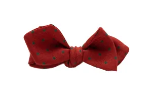 Orange & Green Polka Dots Wool Challis Bow Tie