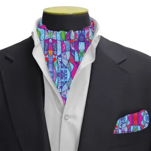 PAKISTAN BRAND CRAVAT AND POCKET SQUARE SET -  ABSTRACT DOODLES