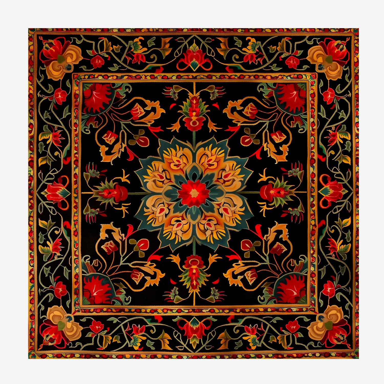 PAKISTAN BRAND CRAVAT AND POCKET SQUARE SET -  RED PERSIAN