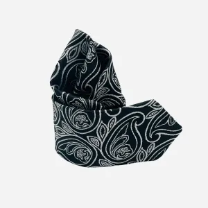 PAKISTAN BRAND TIE SET FOR MEN  - BLACK AND WHITE PAISLEY