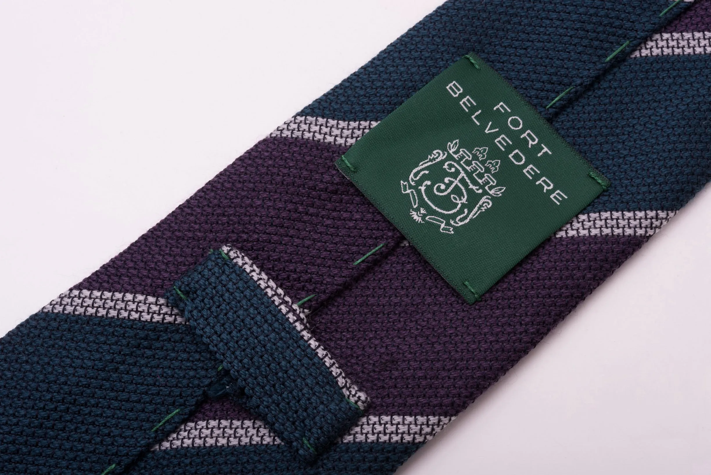 Purple & Blue Striped Cashmere Wool Grenadine Tie