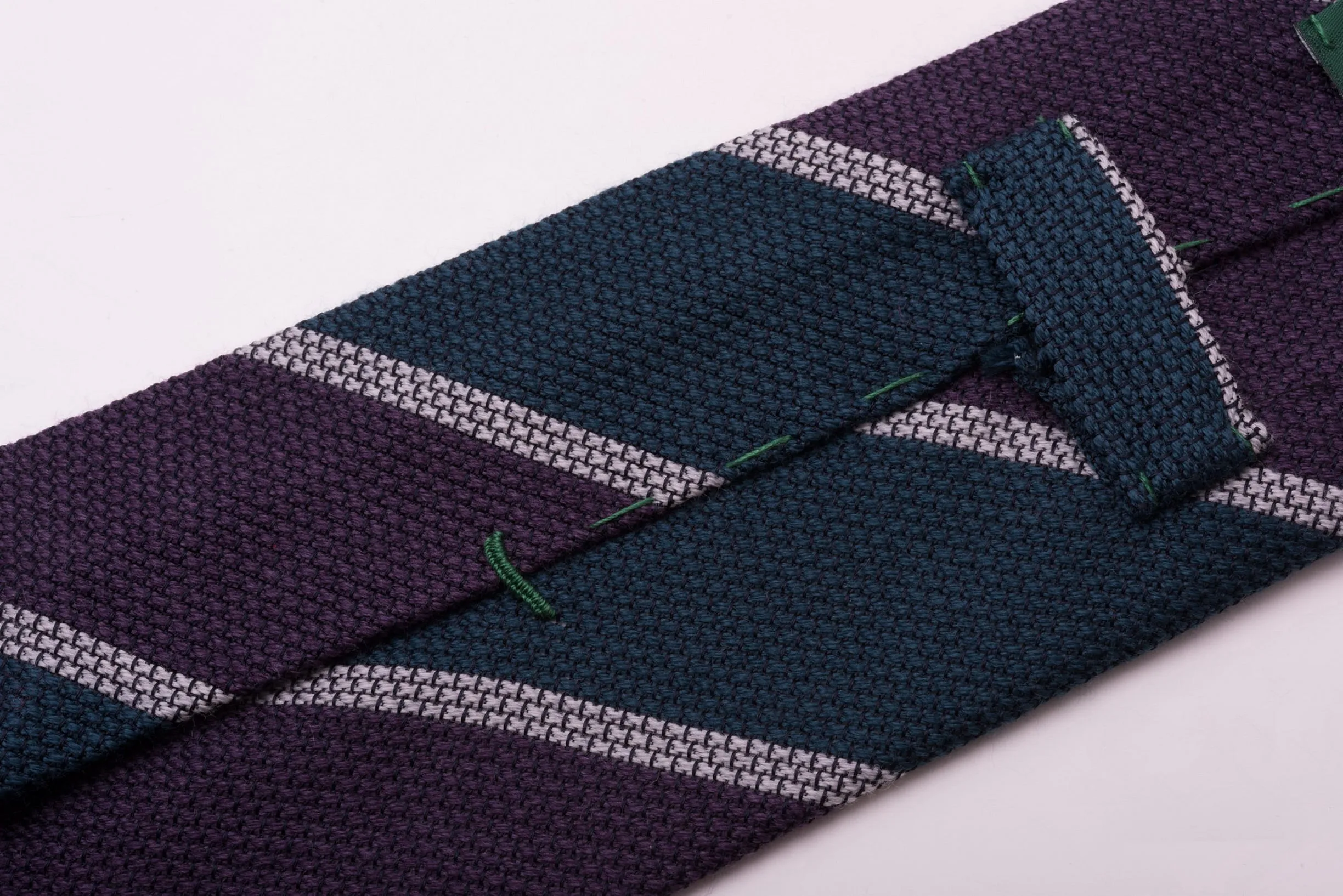 Purple & Blue Striped Cashmere Wool Grenadine Tie