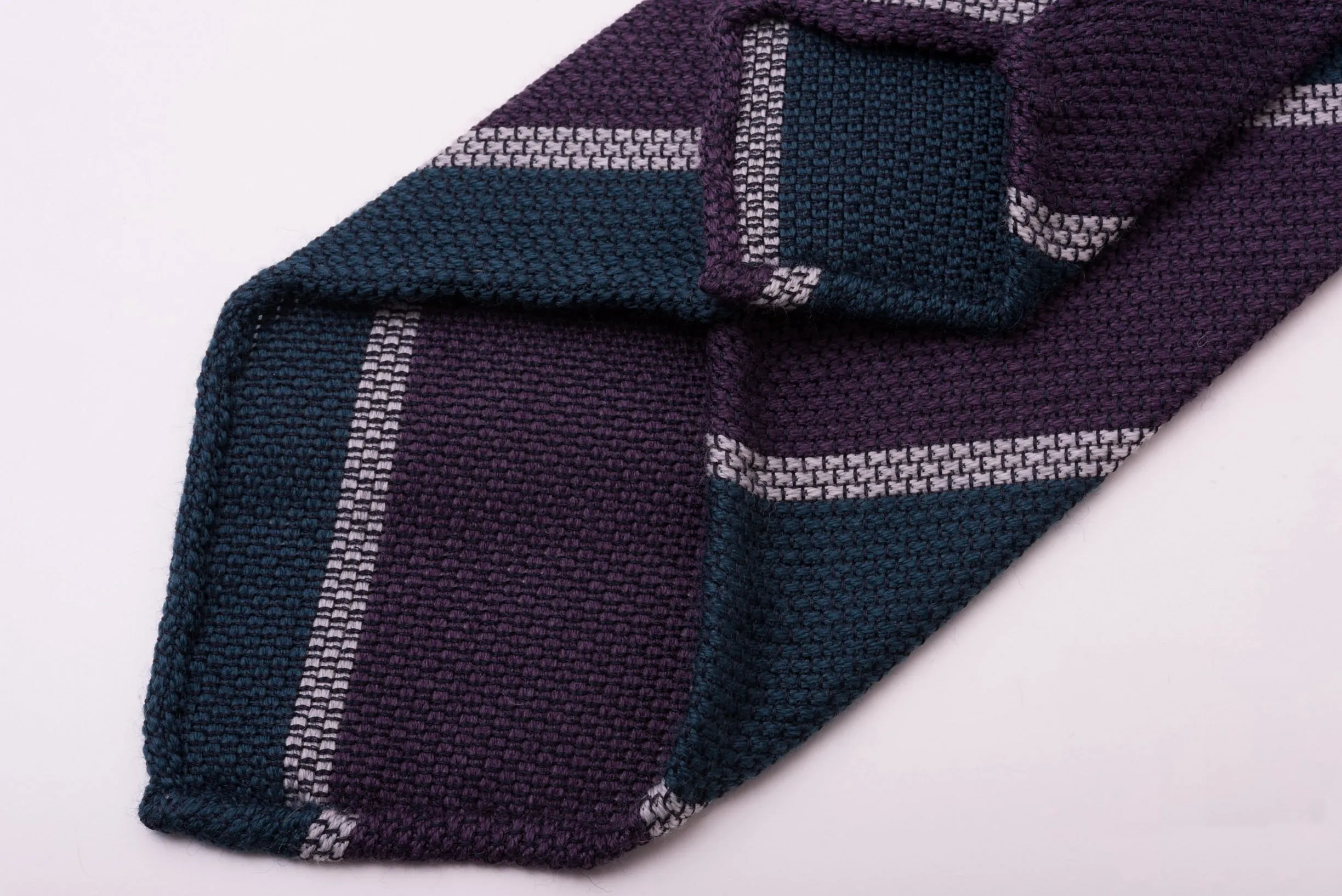 Purple & Blue Striped Cashmere Wool Grenadine Tie
