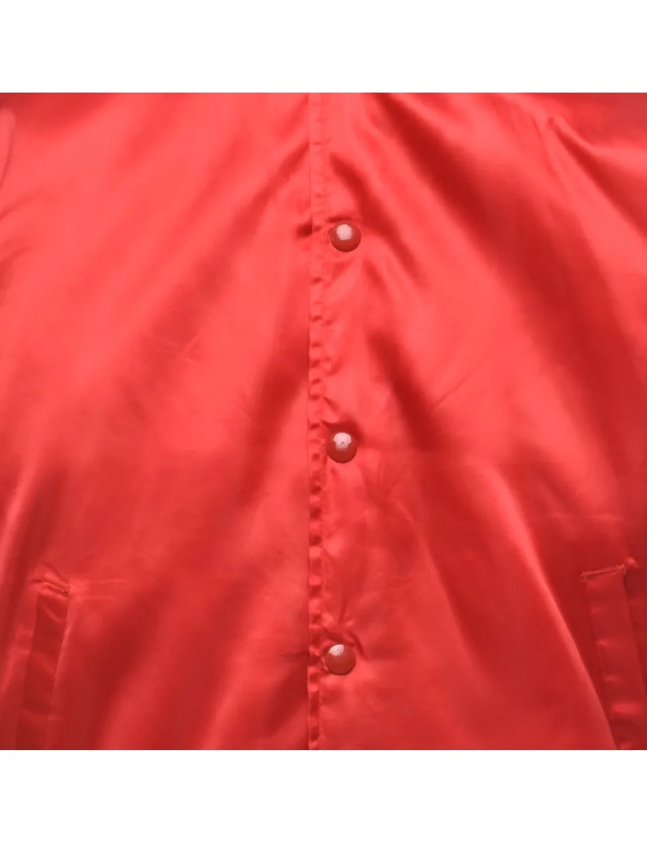 Red, Blue & White Embroidered Vintage Bomber Jacket - M