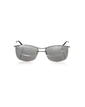 Sleek Metallic Clubmaster Sunglasses with Grey Mirrored Lens