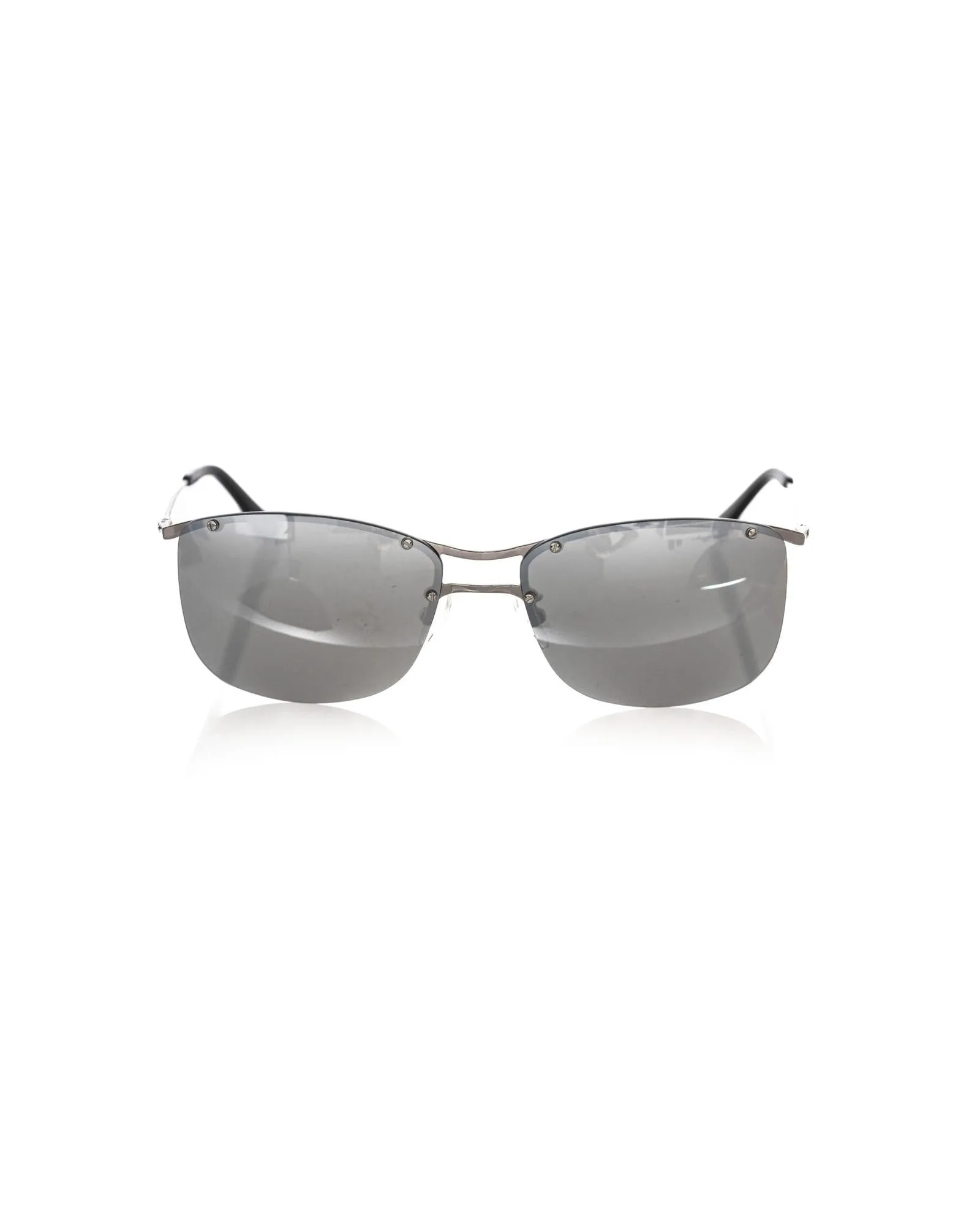 Sleek Metallic Clubmaster Sunglasses with Grey Mirrored Lens