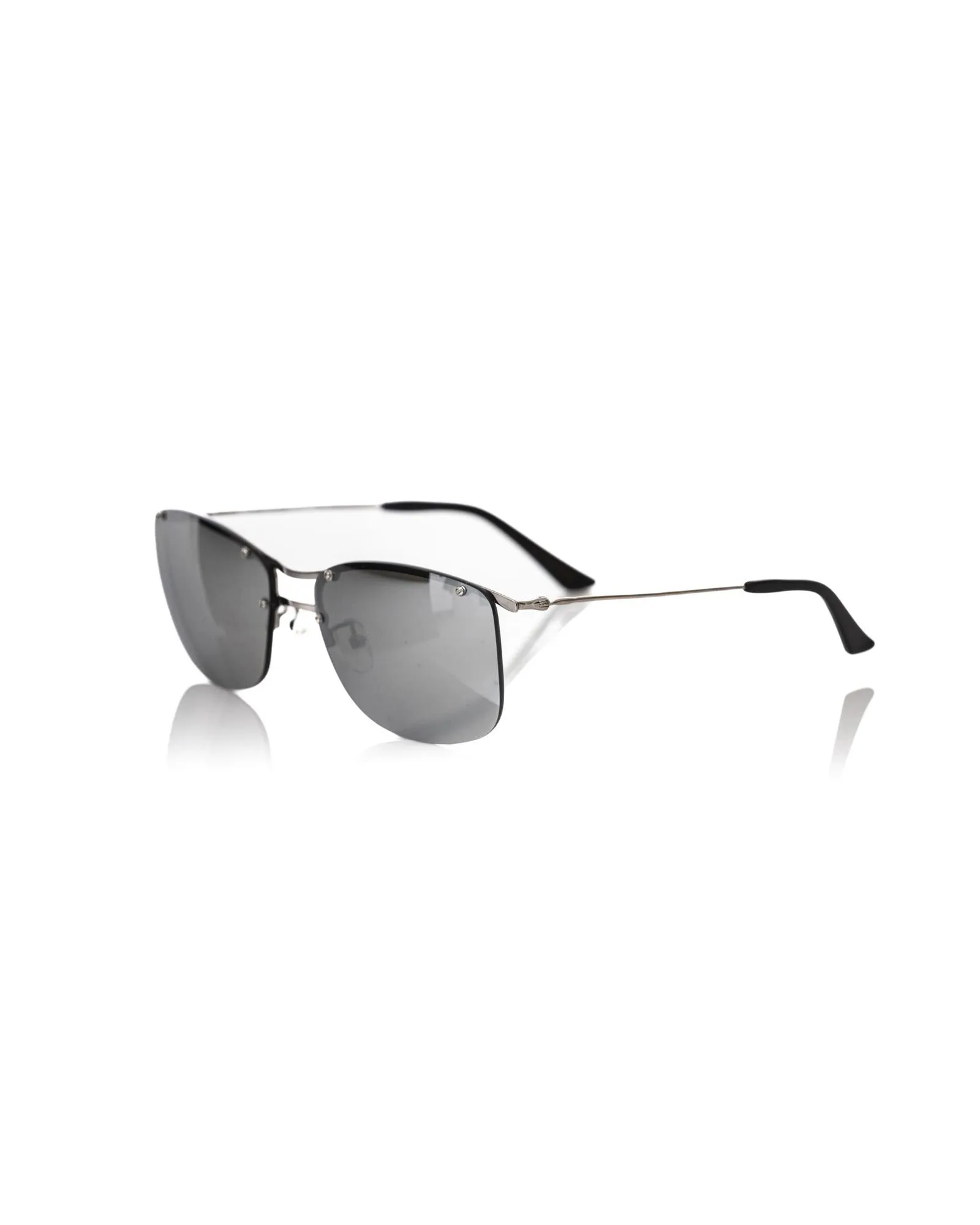 Sleek Metallic Clubmaster Sunglasses with Grey Mirrored Lens
